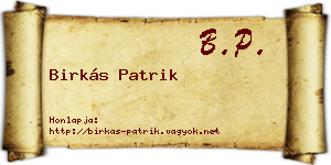 Birkás Patrik névjegykártya
